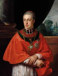 Kardinal Erzherzog Rudolf, Porträt als Kardinal dekoriert mit dem St. Stephansorden und dem sächsischen Hausorden der Rautenkrone